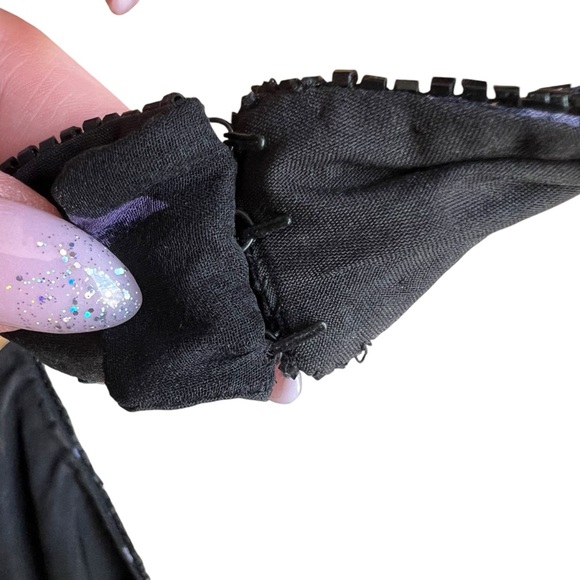 Vintage Andretta Donatello Hand Beaded Black/Purple Halter Backless Top Large - Picture 5 of 9